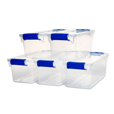 Superio Clear Storage Bins with Lid Stackable Plastic Deep Storage Latch Box with Snap Lock Closure (3 quart)