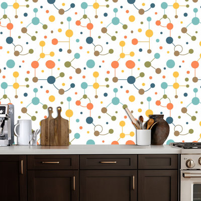 Peel and Stick Wallpaper Seamless abstract geometric retro mid century seamless Contact Paper Removable Self Adhesive Wall Mural Wall Decor for Bedroom Kitchen Cabinets 24in x 118in