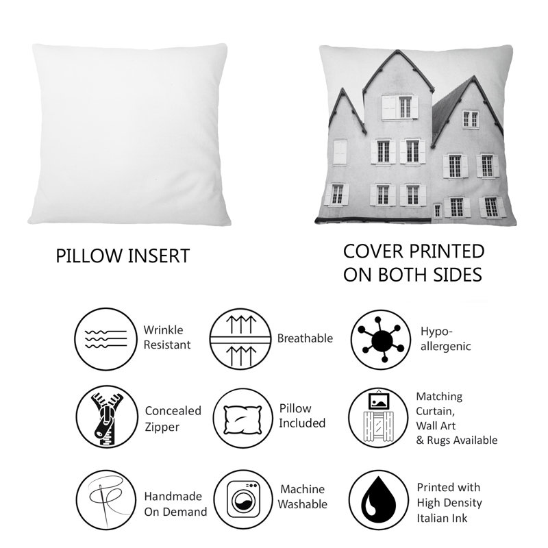 Old Building With Shutters On Windows -1 Industrial Printed Throw Pillow