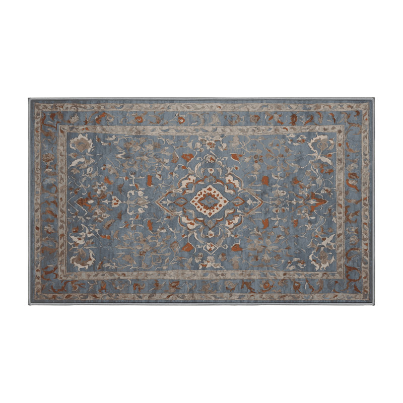 Machine Washable Gray Area Rug, Rectangle 6' x 9'