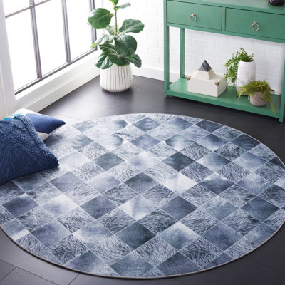 Tapis gris / gris foncé en polyester tissé à la machine