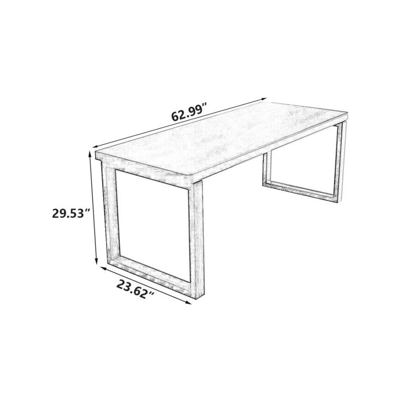 Bureau moderne et simple en bois massif, H 29,53 po x l 62,99 po x P 23,62 po