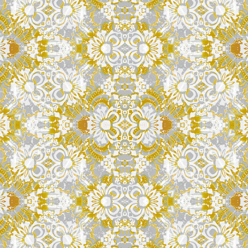 Carmen | Abstract Floral Wallpaper , Yellow/White/Gray