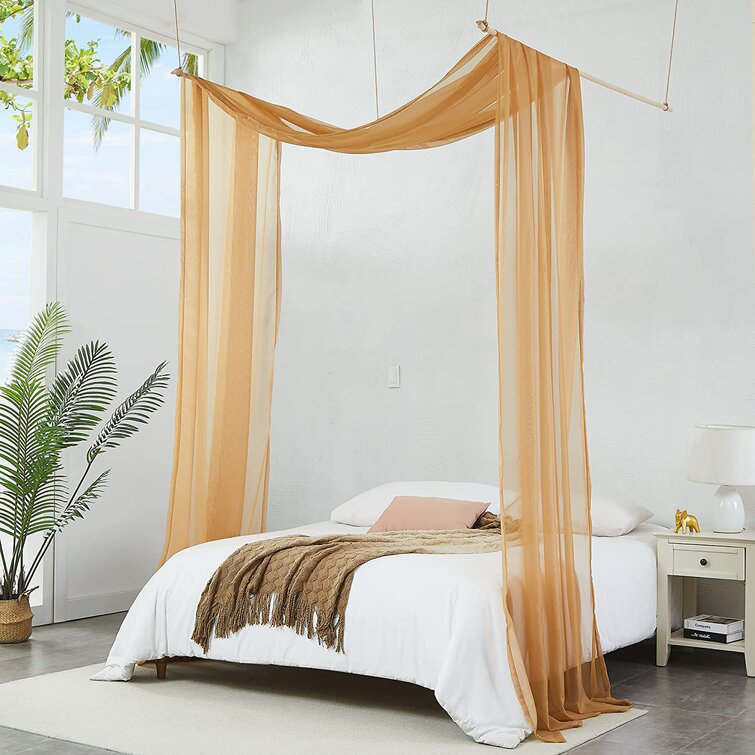  Rideaux à baldaquin en polyester, Or caramélisé, Simple
