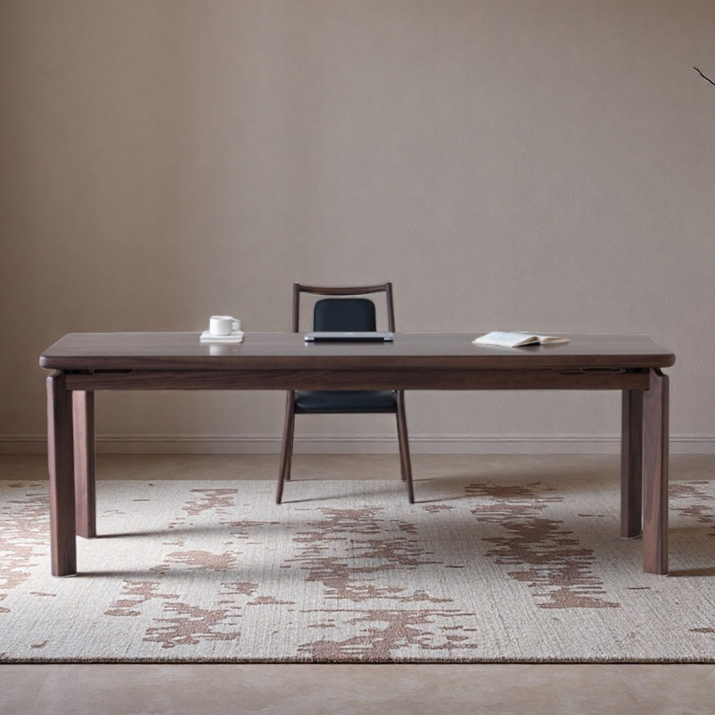 Bureau et bureau en noyer noir, 29.53" H x 78.74" W x 31.5" D