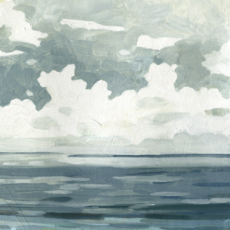 Textured Blue Seascape II 1 Piece Wrapped Canvas Painting, 30cm H x 30cm W x 3.8cm D
