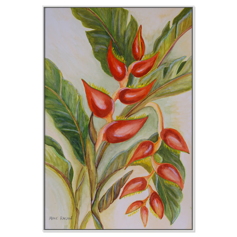 Imprimé Heliconia par Mike Ragan pour , H 61,5 po x l 41,5 po, Blanc