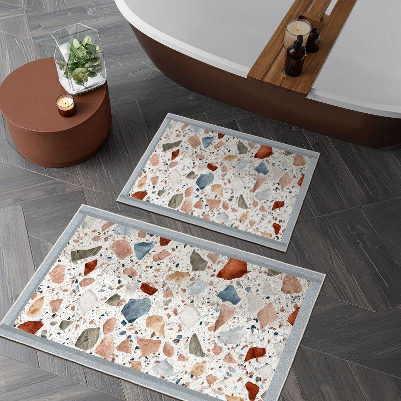 Ensemble de tapis de bain bleu doux (2 pièces) | 100% polyester, 1,6 x 2,0 pi et 2,0 x 3,3 pi | 650 g / m², hauteur des poils de 0,2 po, base à pois antidérapante | Lavable à la machine, durable et facile à nettoyer | Parfait pour la décoration de salle de bain