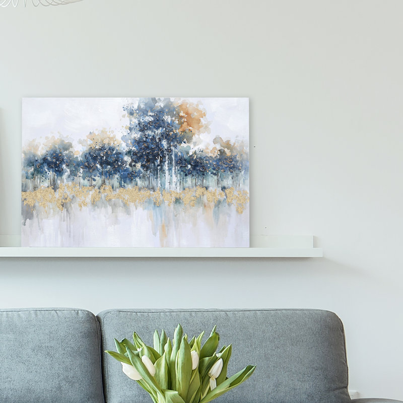 Gleaming Gold Forest - peinture sur toile tendue, H 12 po x l 16 po x P 1,5 po