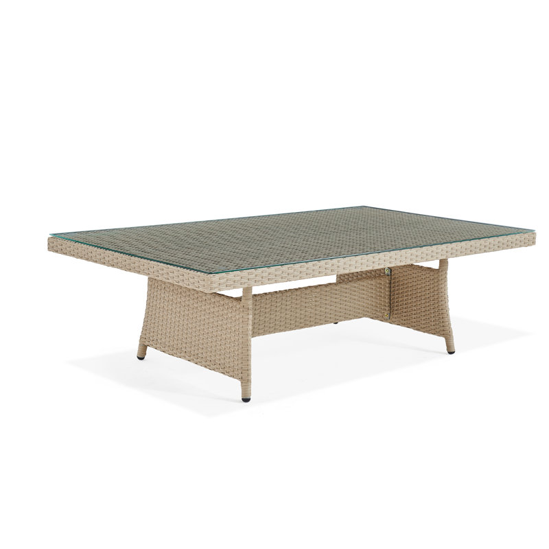 Rectangular Glass Outdoor Coffee Table - 144.8 cm W 83.8 cm D, 44.45cm H x 144.78cm W x 83.82cm D