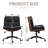 Modern Walnut Armless Office Desk Chair with Wheels, Wide Criss Cross-Legged Home Office Chair, Adjustable Swivel Task Chair-1633279027