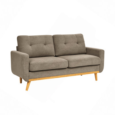 Canapé, large causeuse rembourrée de style Mid-Century avec pieds en bois