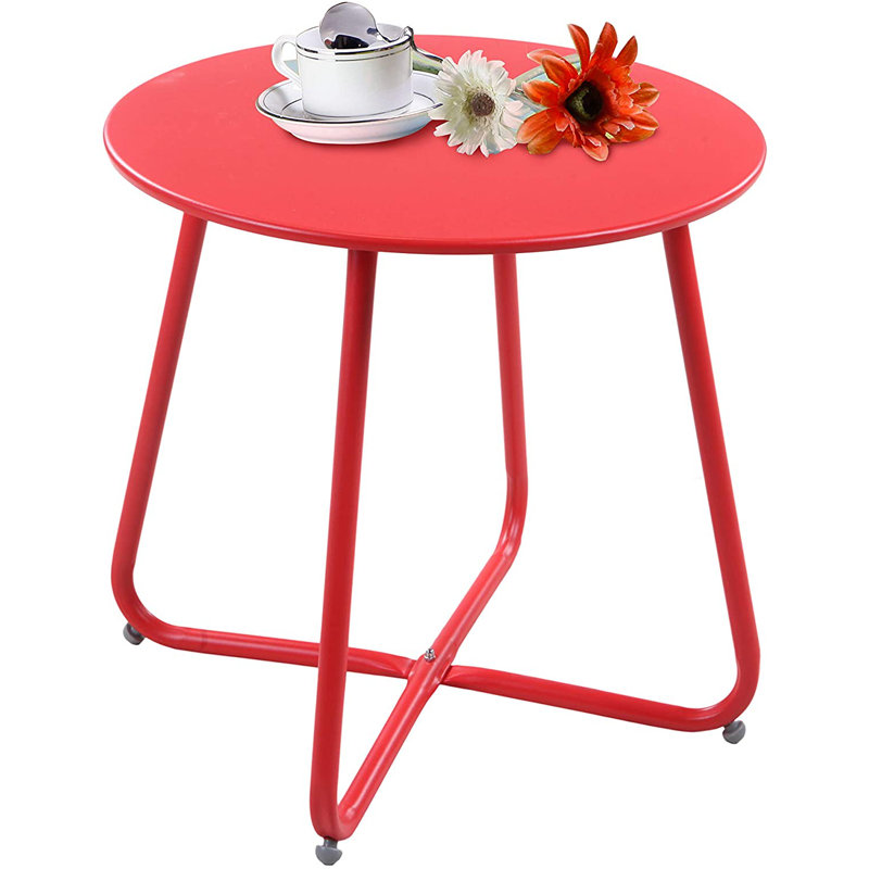 Table d'appoint en acier Ebern Designs, Rouge