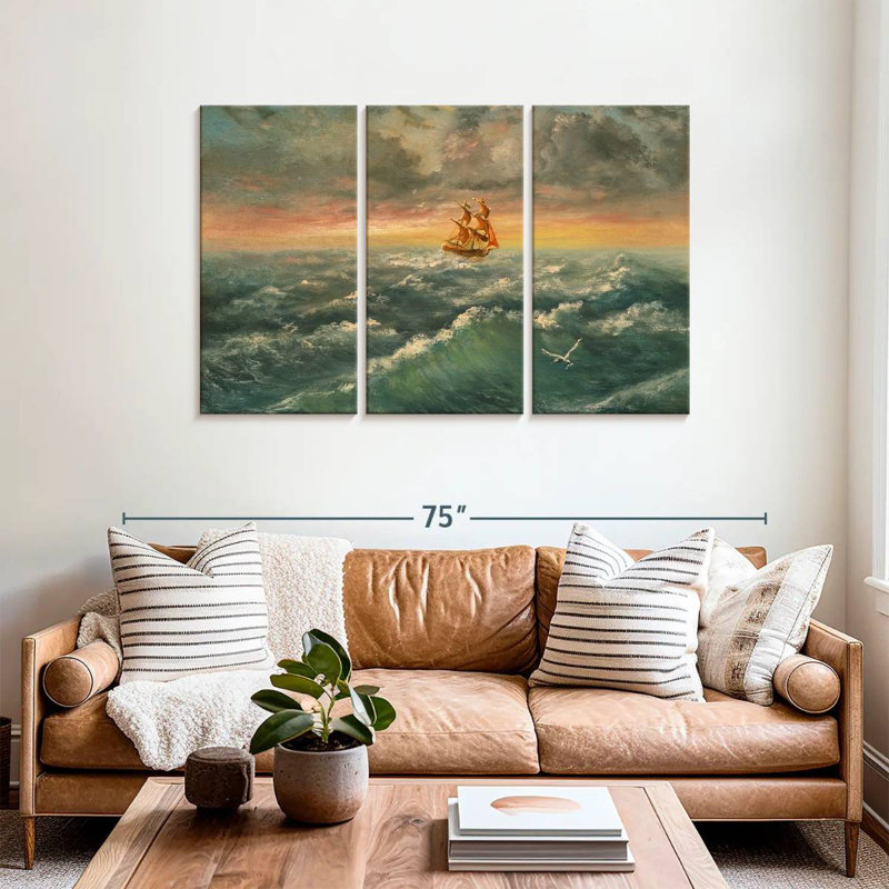 Alvord Ship In Stormy Sea, 36" H x 57" W