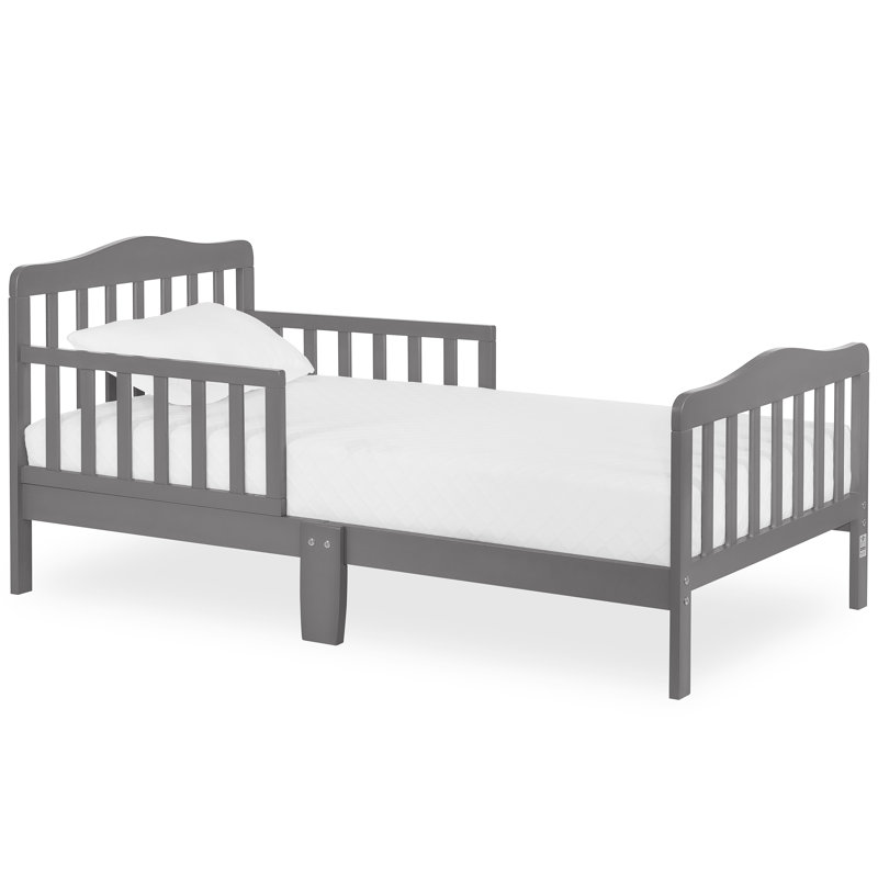 Classic Toddler Solid Wood Bed, Dark Gray