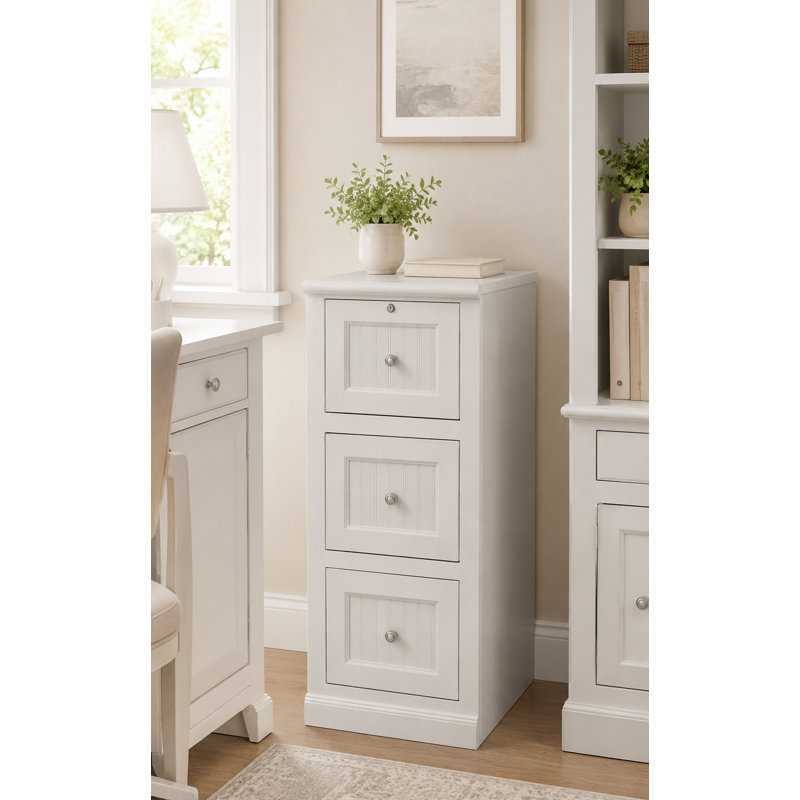 Classeur 3 tiroirs Poplar, Blanc doux