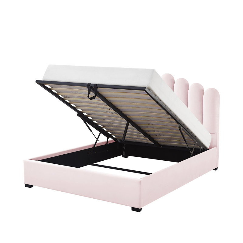 Lit plateforme avec rangement Kyair, Double, Rougir