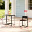Ensemble 3 pièces de table de bar et chaises noires, petit ensemble de salle à manger à hauteur de comptoir pour 2 personnes, meubles de bistro de patio