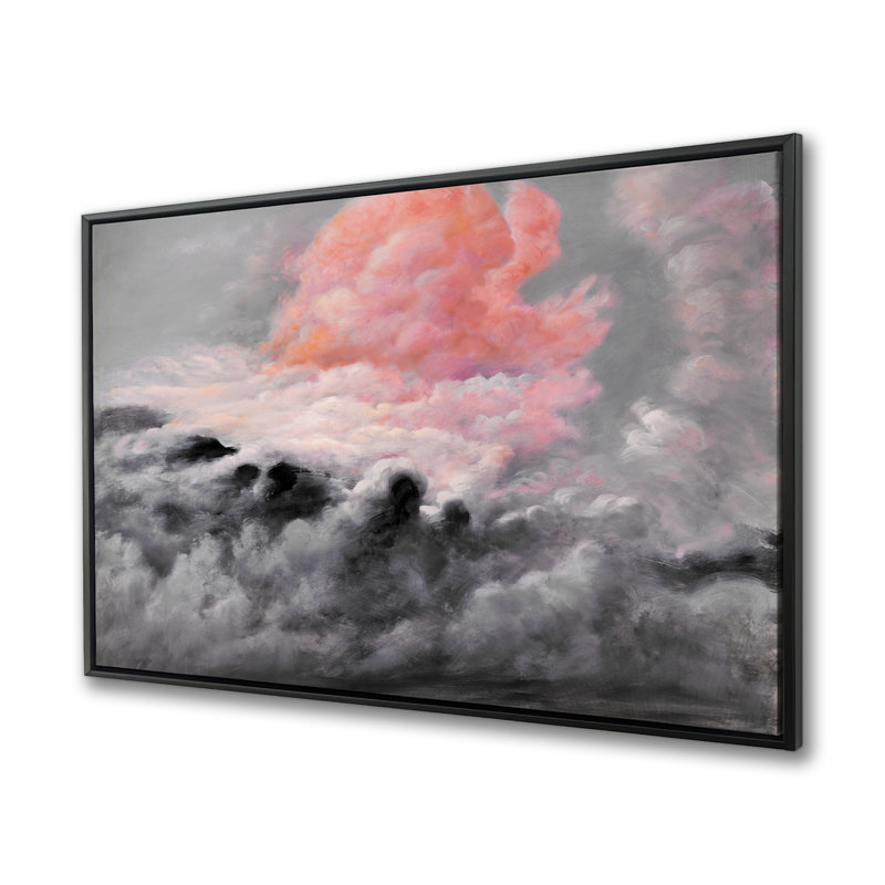 Pink Clouds - Shapes Contemporary Framed Canvas for Home Decor