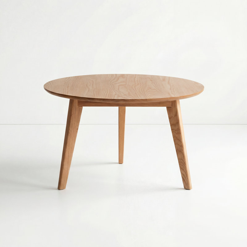 Table basse ronde moderne en chêne massif 29,5 po Fjord, Table basse 29,5 ", Chêne