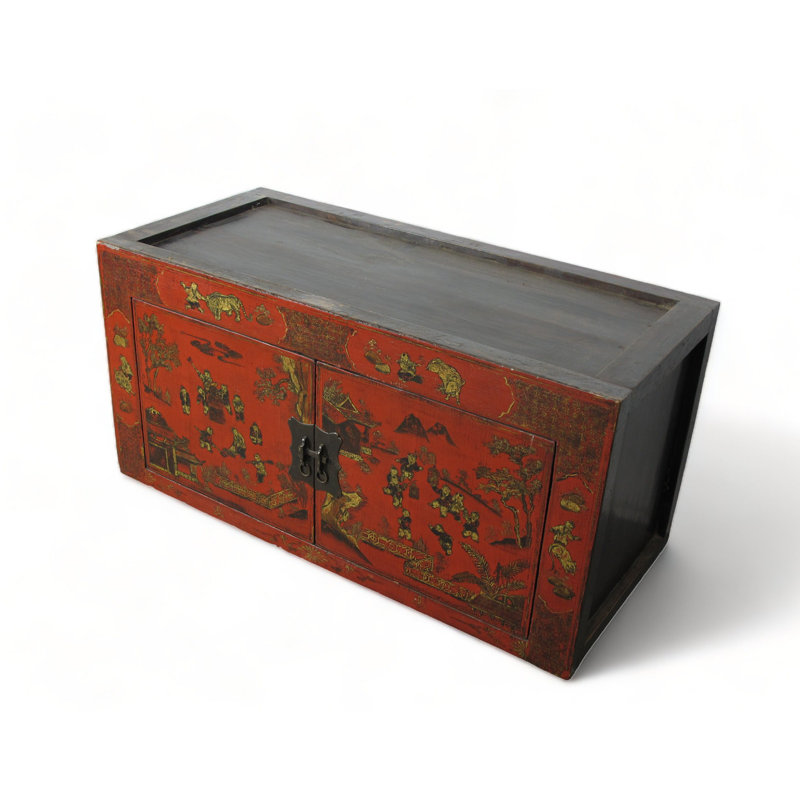 Armoire de style chinois rétro rouge peinte à la main
