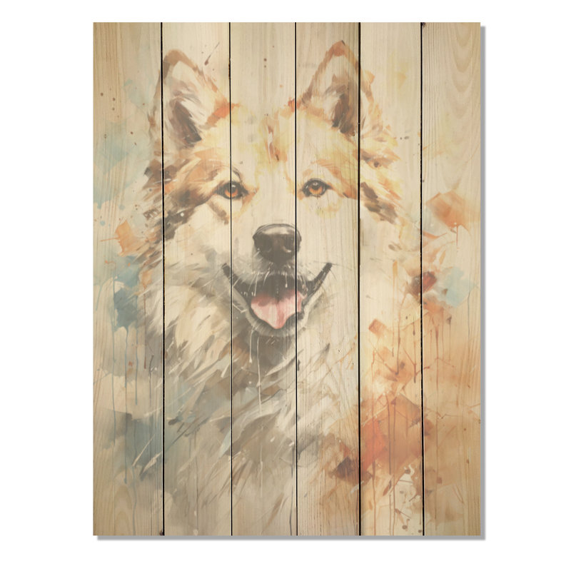 Chien Akita Affection - Art mural en bois de chien sur bois de pin naturel, H 40 po x l 30 po