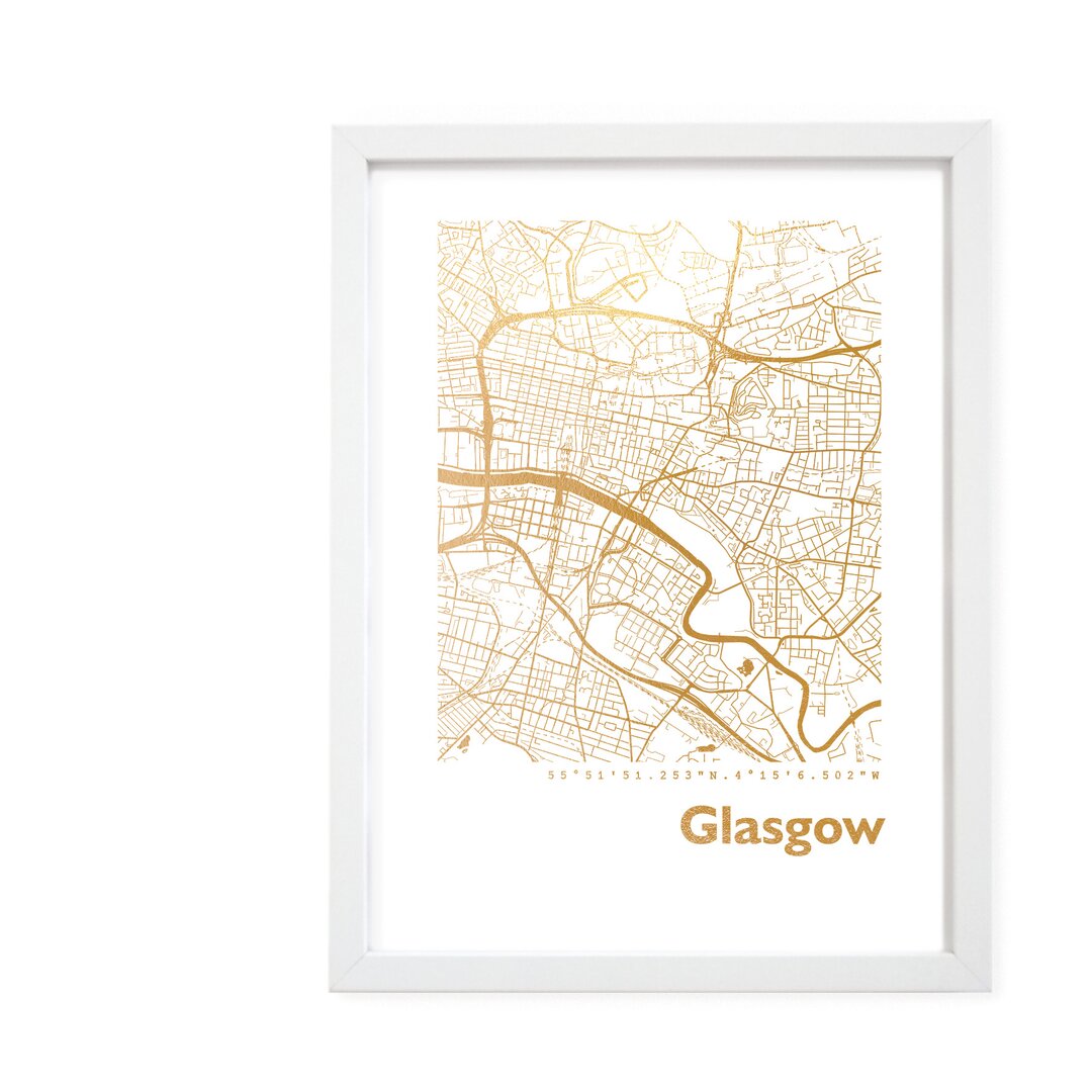 Gerahmtes Poster Glasgow Stadtplan