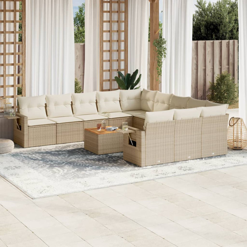  Ensemble de canapé de jardin beige, blanc crème