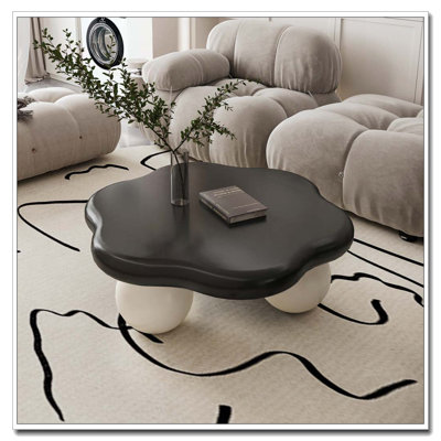 Table basse 35 "en forme de nuage, table basse minimaliste moderne en forme de pétale avec pieds sphériques