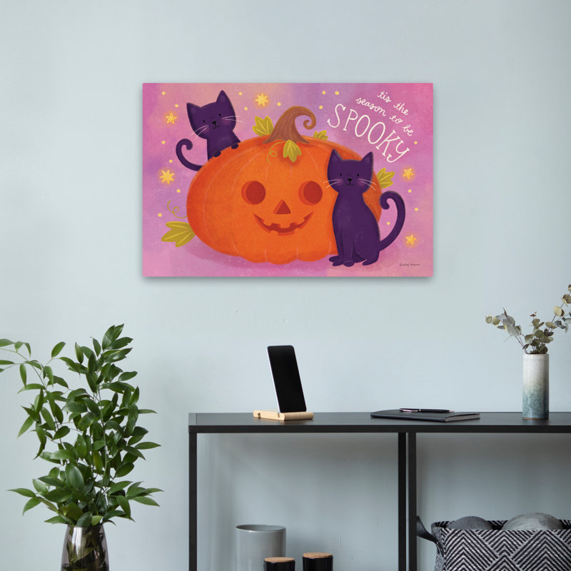 Spooky Pals II - chats, Halloween, art de citrouille orange, H 16 po x l 24 po