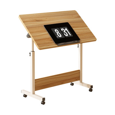 Standing Small Computer Desk with Wheels, 2-in-1 Art Table Height Adjustable Standing Desk Workstations for Study Classroom Draw-Studio Home&Office, A