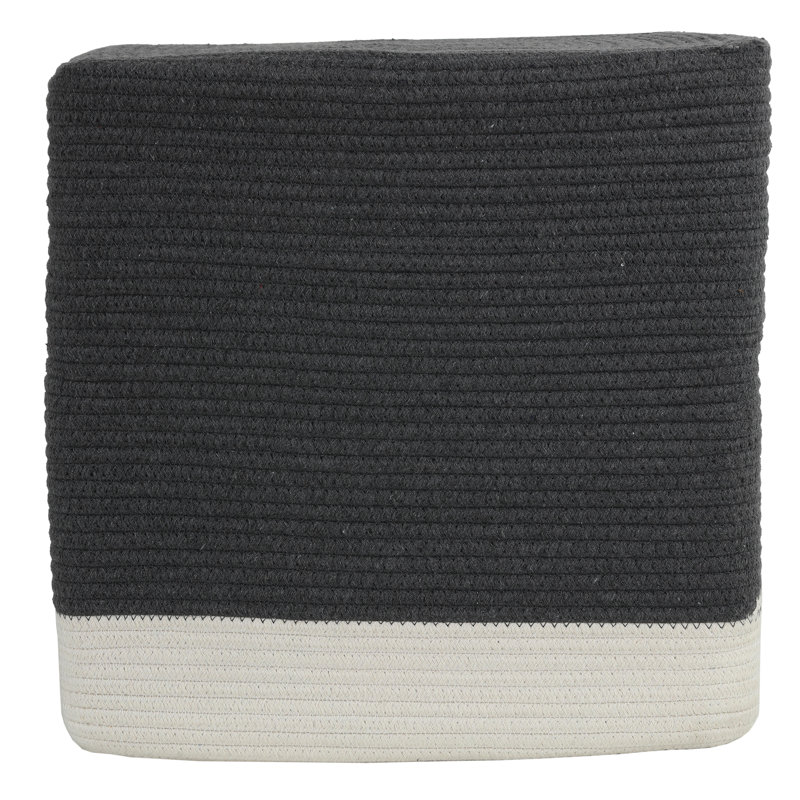 repose-pieds corde carrée Aspenson, Mélange de polyester gris / blanc