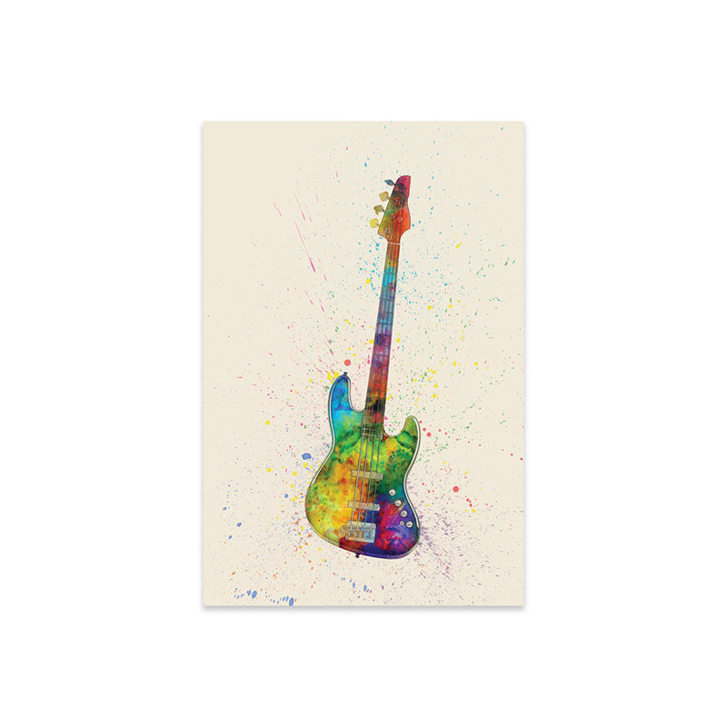 Guitare basse électrique, impression sur verre acrylique