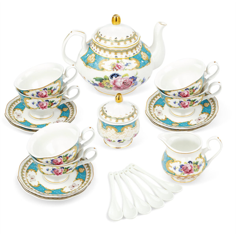 DNGJU 30.4oz. Floral Teapot Set