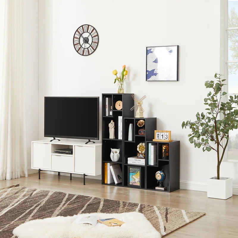 Laniel 107cm H x 90cm W Cube Bookcase, Black