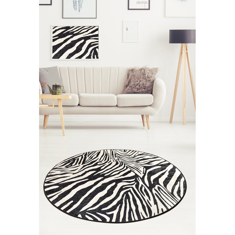 Baudette Animal Print Shag Area Rug, Round 140cm