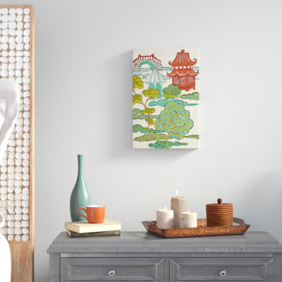 Pagoda Landscape II by Chariklia Zarris - Painting on Canvas