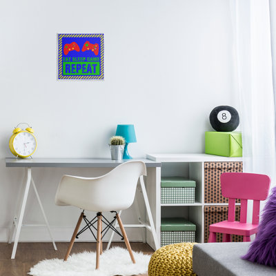Plaque murale Vibrant Eat Sleep Game Repetition, design par Marcus Prime