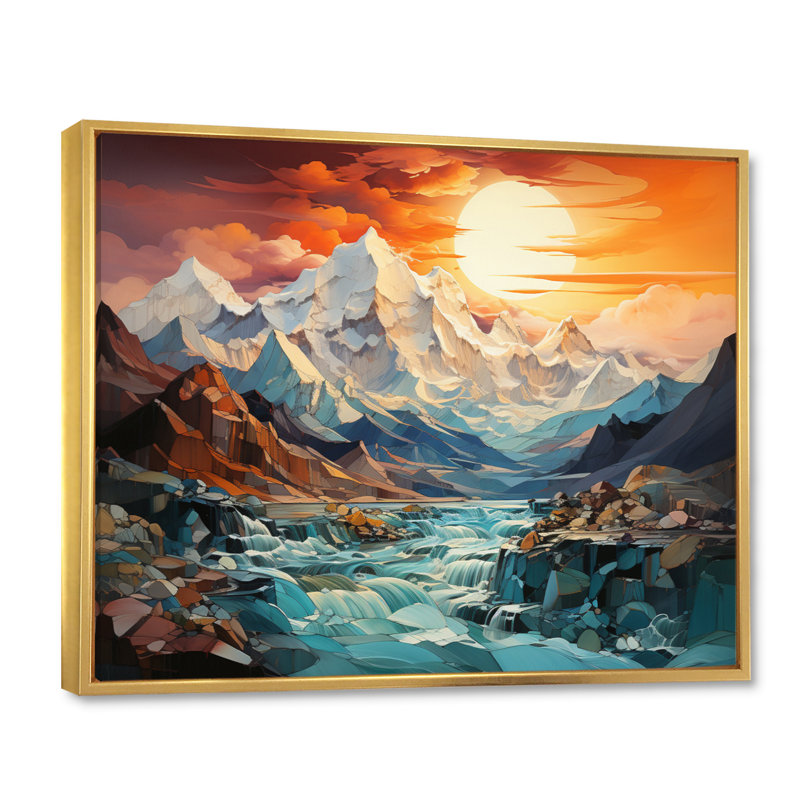 Collage de Bernac Glacier Glacial Majesty - impression, Cadre flottant doré, H 24 po x l 32 po x P 1 po
