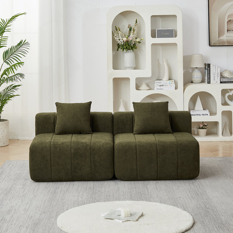 Canapé modulaire à compression Daijha, Vert