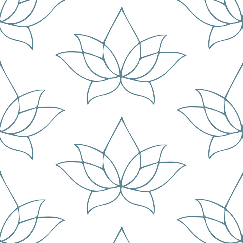 Rouleau de papier peint L 10 pi x l 24 po Lotus Lines, Lignes bleues, Autocollant, Paper