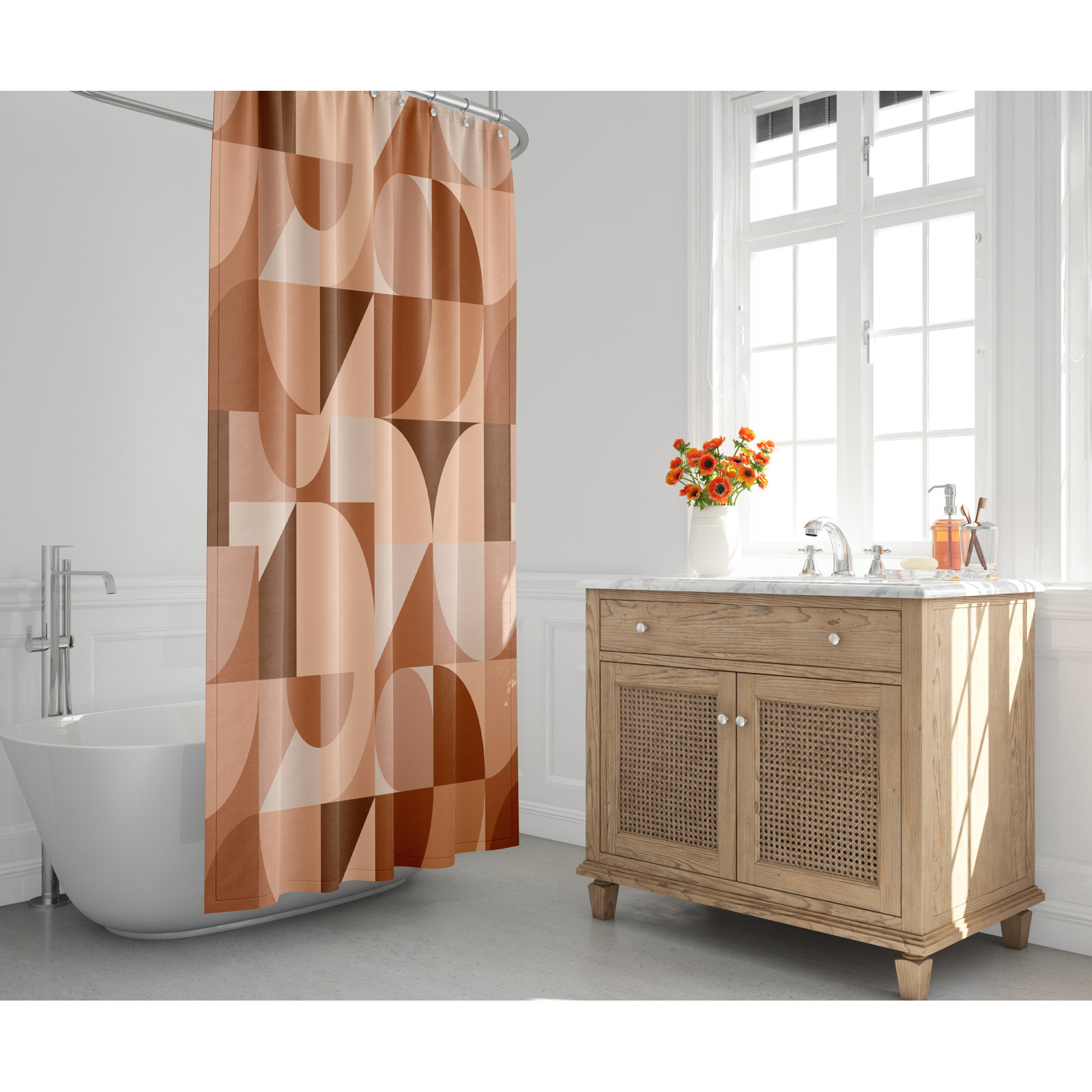 Stanley Mid-Century Shower Curtain, Rust