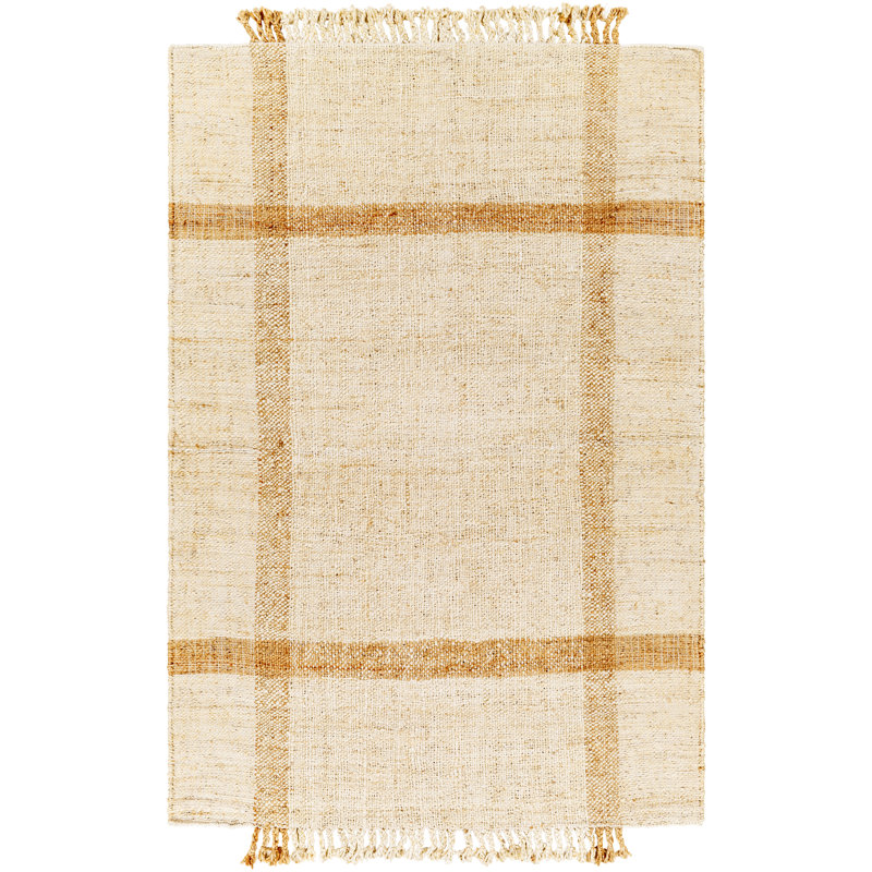 Tapis beige / moutarde tissé à la main Diani, Rectangle 8 pi 10 po x 12 pi