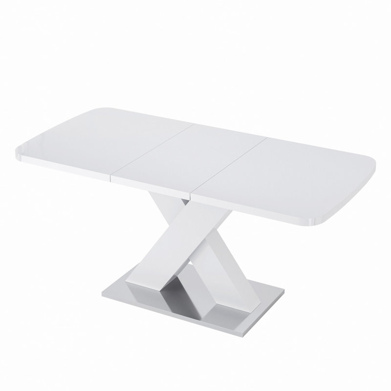Rectangle Dining Table, Stretchable, Table Top+MDF X-Shape Table Leg With Metal Base