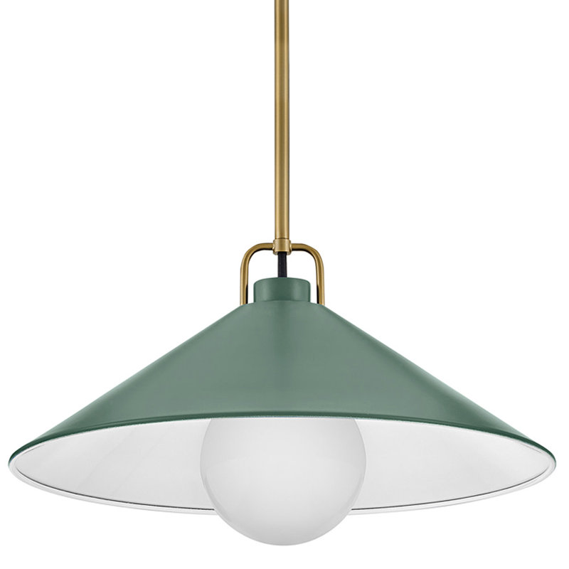 Luminaire suspendu conique à 1 lumière Zoë, Vert sauge