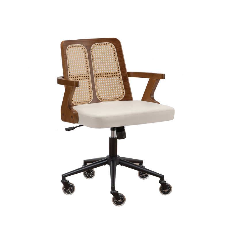 Chaise de bureau rotative en bois Teresa, Beige