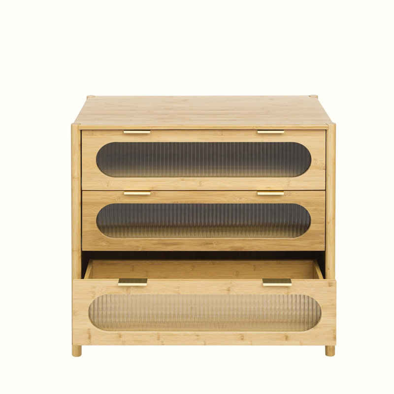 Commode d'appoint à 3 tiroirs en bois massif Yariana