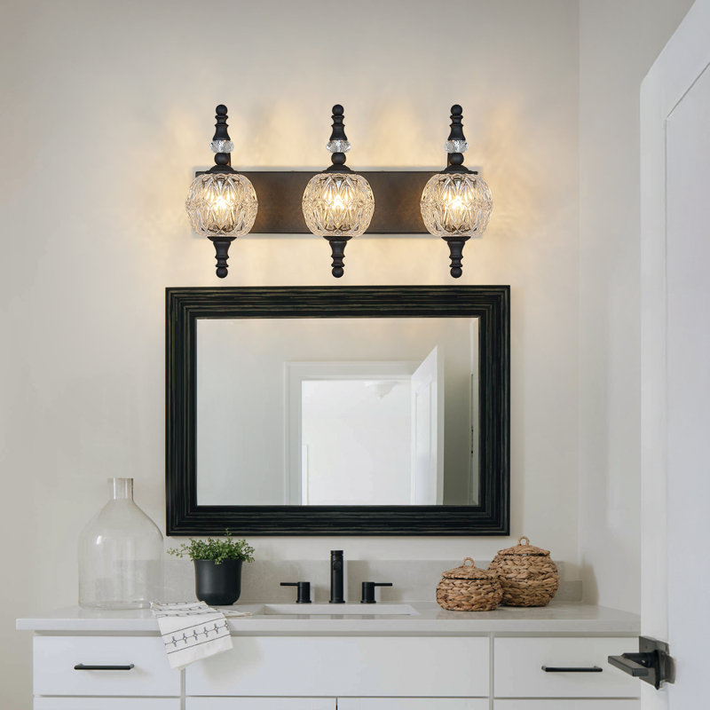 Vintage Dimmable Wall Mounted Vanity Light(Not Included Bulb), Matte Black, 3