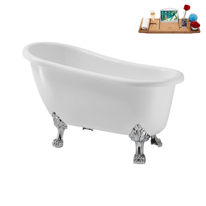 53.1'' x 25.6'' Soaking Acrylic Bathtub, Polished Chrome, Matte Black