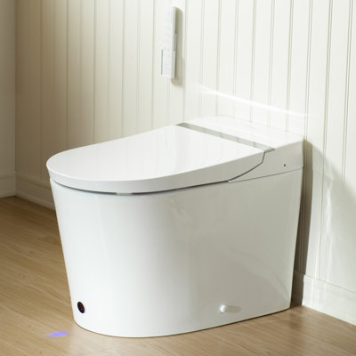 Toilette moderne et intelligente avec couvercle à ouverture / fermeture automatique, chasse d'eau MaP 1000g, siège chauffant et bouclier en mousse, nettoyage au nano, toilette à bidet avec réservoir intégré